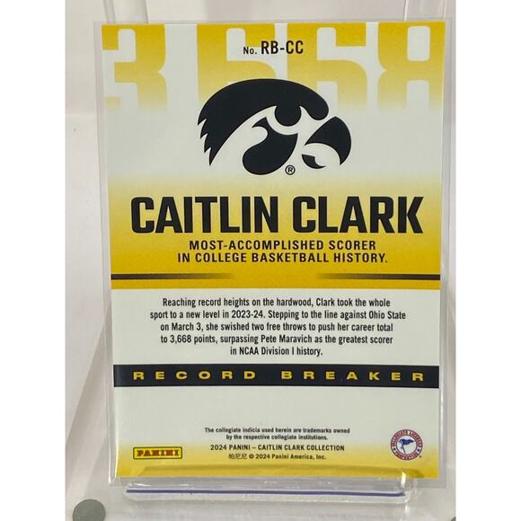 2024 Panini Caitlin Clark Collection Chrome NCAA Record RB-CC - Picture 2 of 2